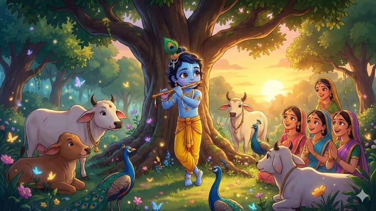 The Divine Celebration of Lord Krishna 🎶🦚💙✨